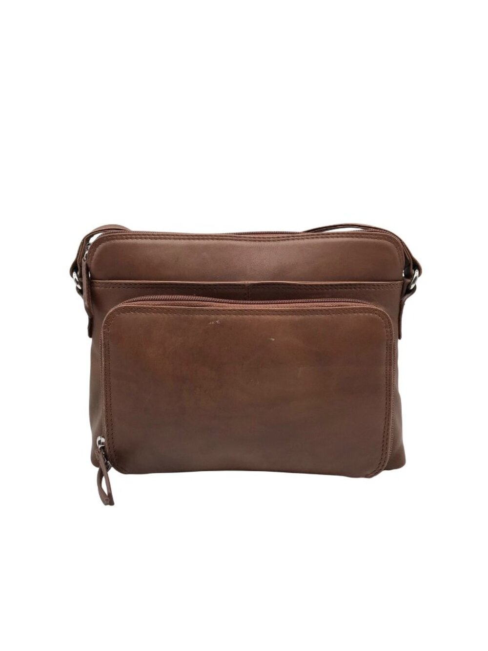 Unbranded Brown Leather Multi Pocket Crossbody